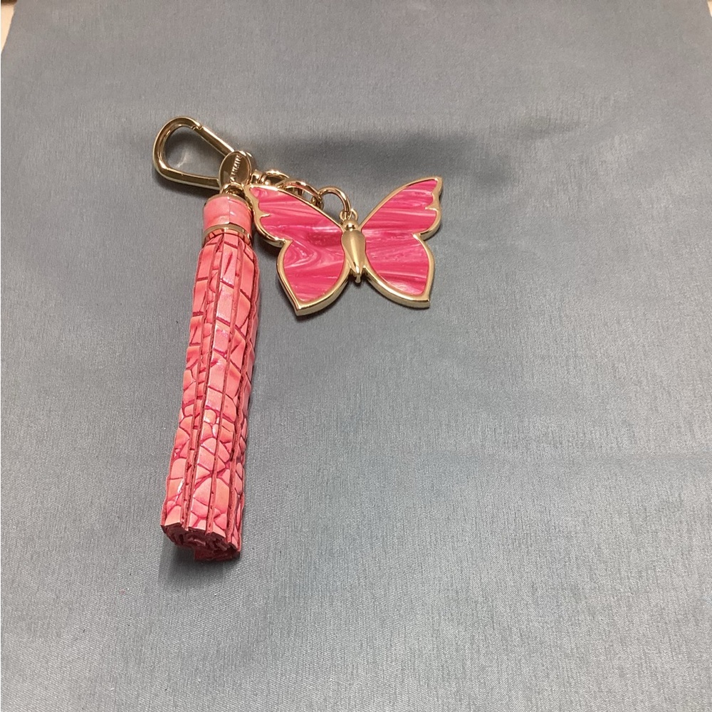 Brahmin Butterfly Charm/Tassel EUC in Cupid Pink